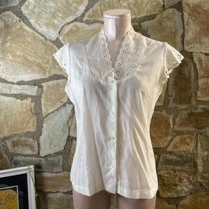 Vintage Eyelet Trim Blouse